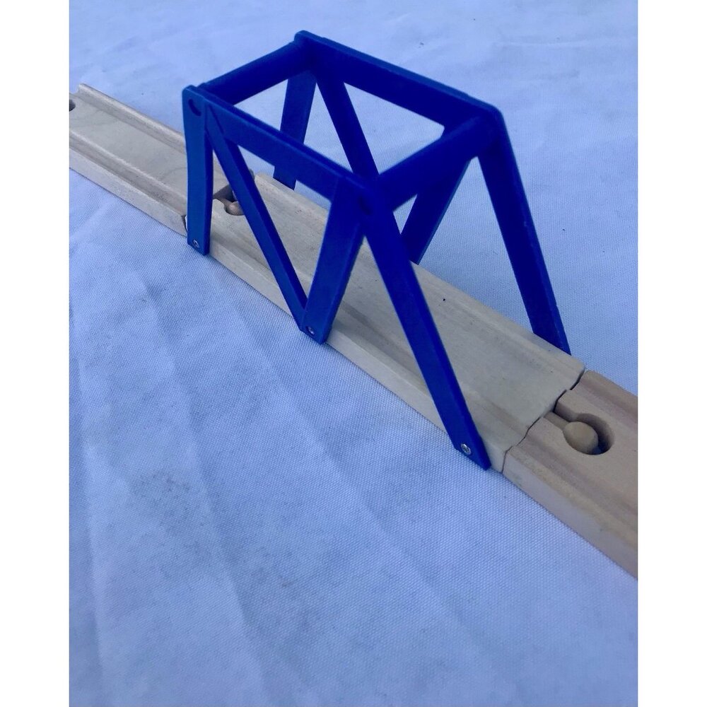 Vtg Brio Blue Arch Truss Bridge Wood Track Thomas Train 3 Pc Lot Montessori Toys